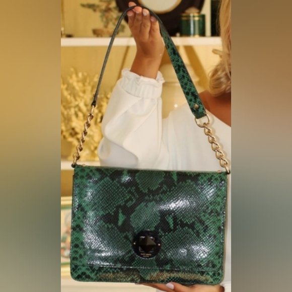 kate spade Handbags - LOW START Kate Spade Green Snake Print Shoulder Bag